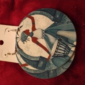 Artistic Round Earrings with Drummer Design